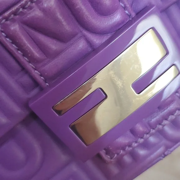 Fendi 2008 Leather Baguette Logo Embossed Mini - Picture 6 of 12